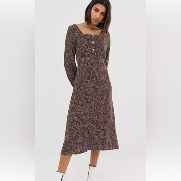 Mango Dresses & Skirts - Mango brown polka dot dress